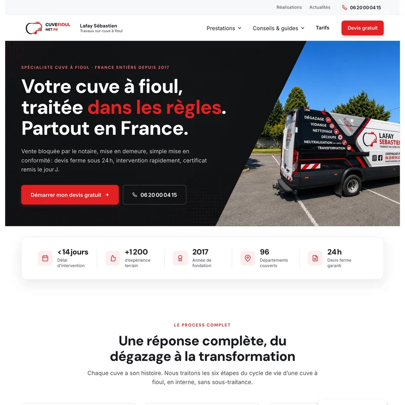 Site Cuve Fioul Net après refonte