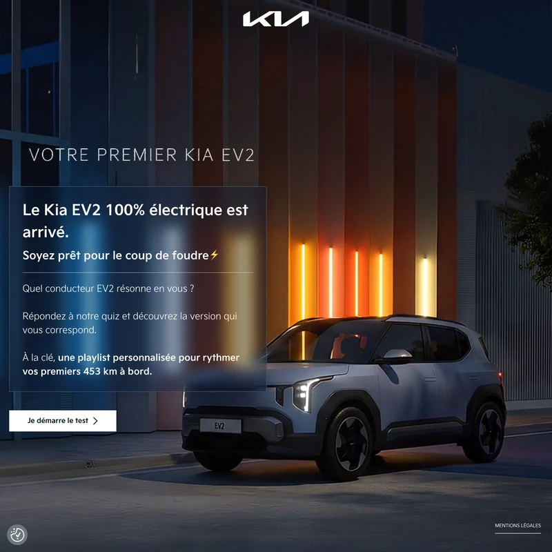 Web app d'activation du lancement de la Kia EV2